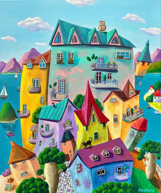 The Whimsical Seaside Town