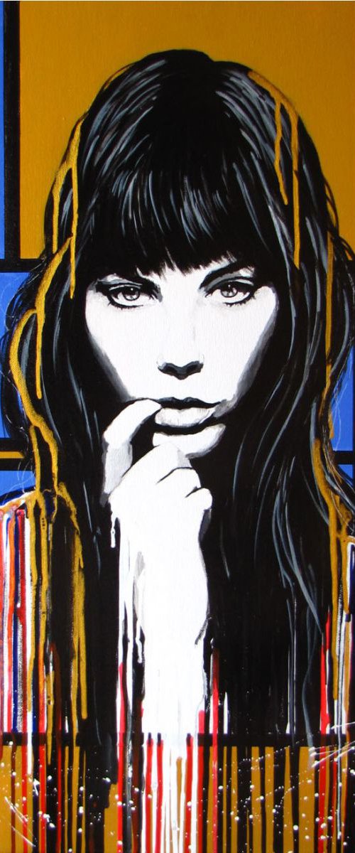 " Jane Birkin Melting on a Mondrian Painting" by Raffaella Bertolini