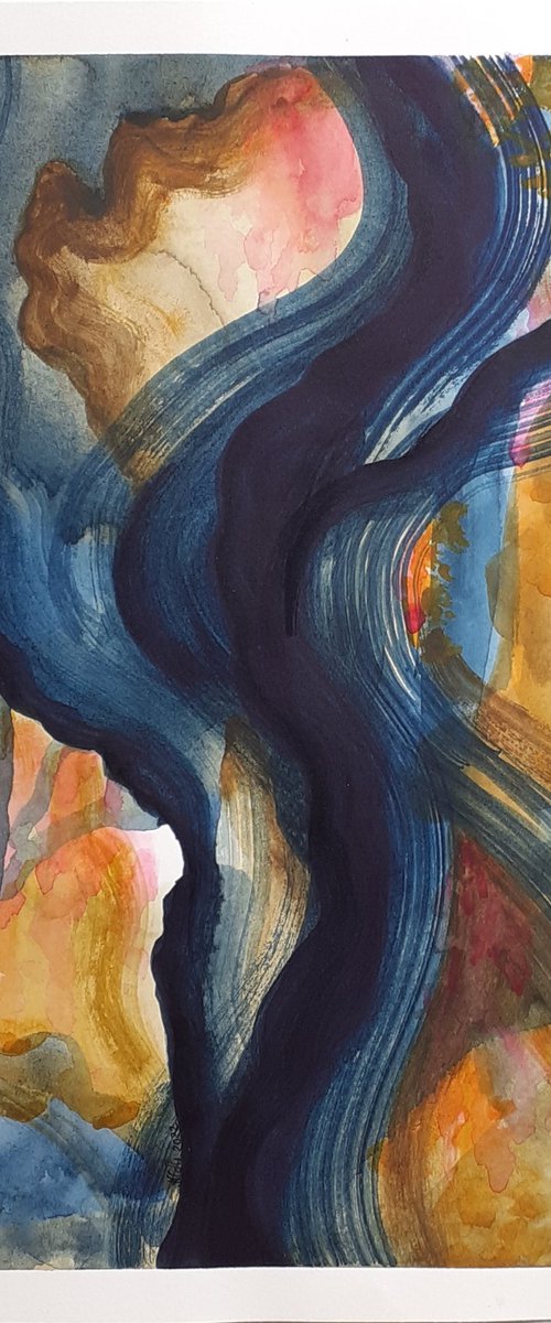 'Striations' Original Watercolour Abstract Painting approx. 9" x 12" by Stacey-Ann Cole