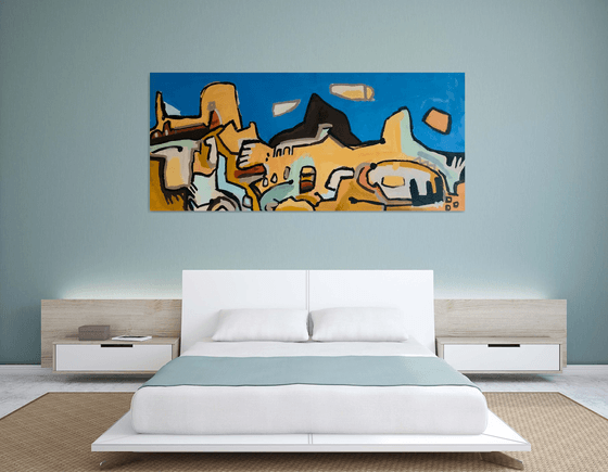 Landscape painting. View of the hills