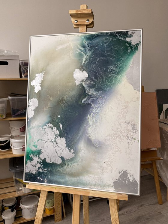 Ivory Abstract with Silver
