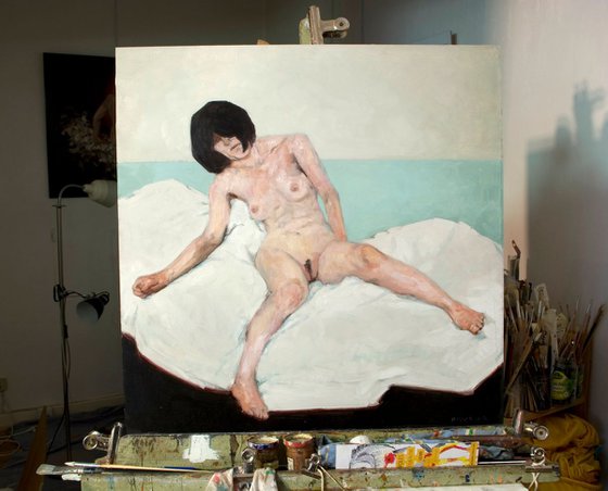 nude woman on green
