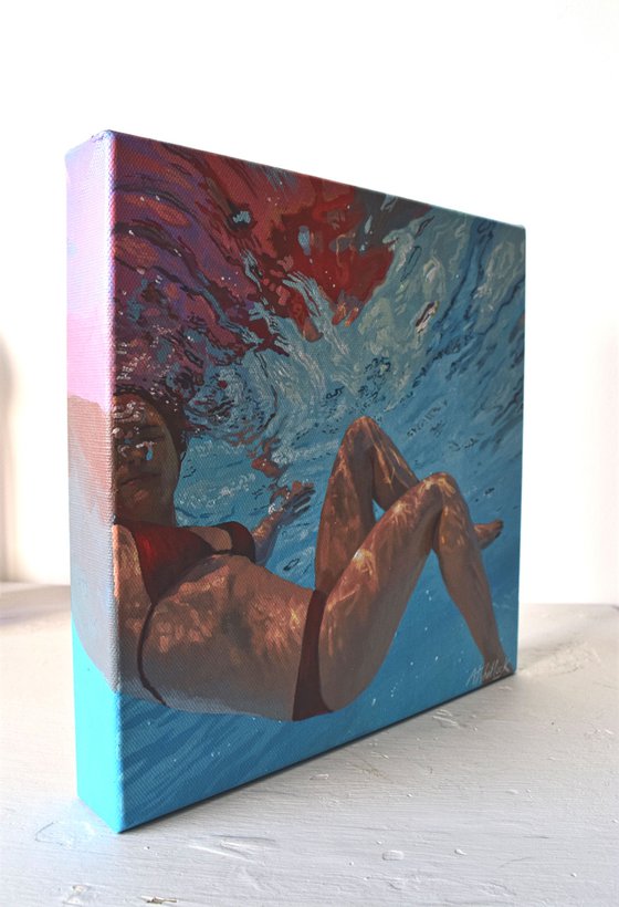 Underneath XVII - Miniature swimming painting