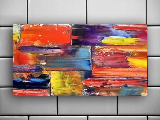 "Making Contact" - SPECIAL PRICE-  Original PMS Oil Painting On Reclaimed Wood - 30 x 16 inches