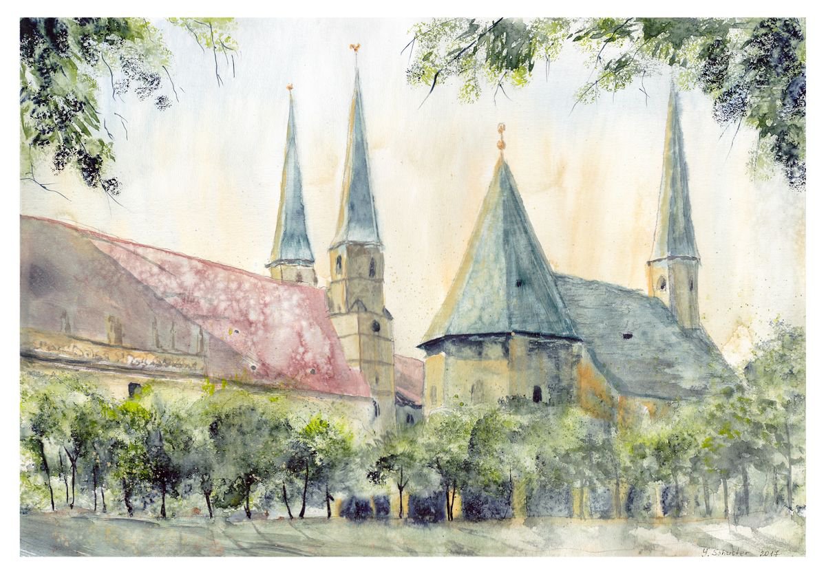 Gnadenkapelle von Alt�tting (Chapel of Grace), watercolor v1 by Yulia Schuster
