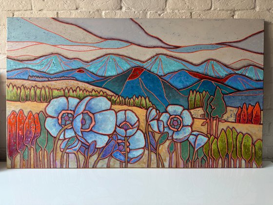 Blue poppies in the mountains