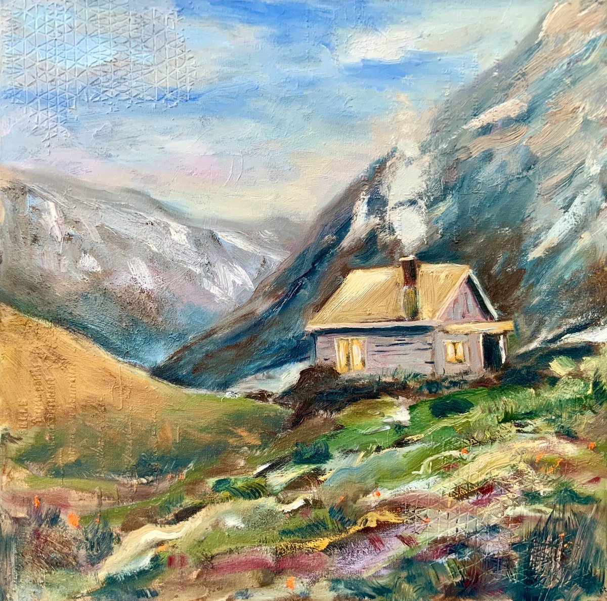 Impressionistic Landscape Oil Painting By Alexandra Jagoda (Ovcharenko), 20 X 20, Cozy Cottage In The Mountains, Artfinder