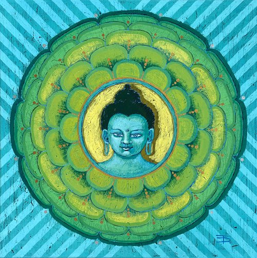 Green Buddha Mandala by Diana Titova