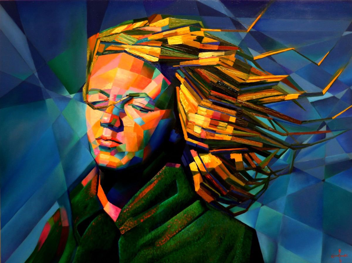 Abstract Portrait Oil Painting By Corne Akkers, 31 X 24, Marilyn Monroe (2014), Original Artwork