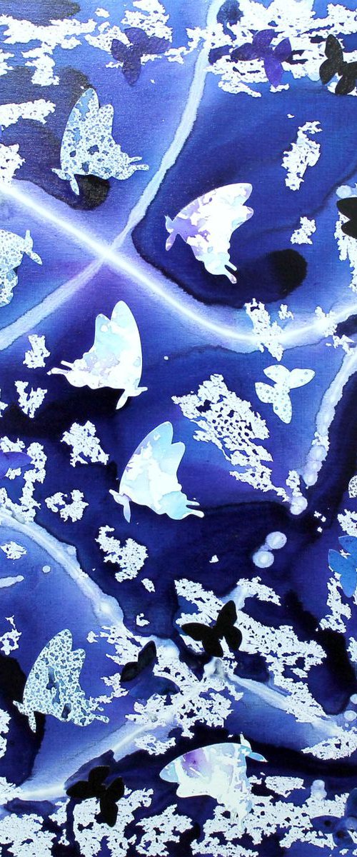 Papillon Bleu (butterfly collage) by Paresh Nrshinga