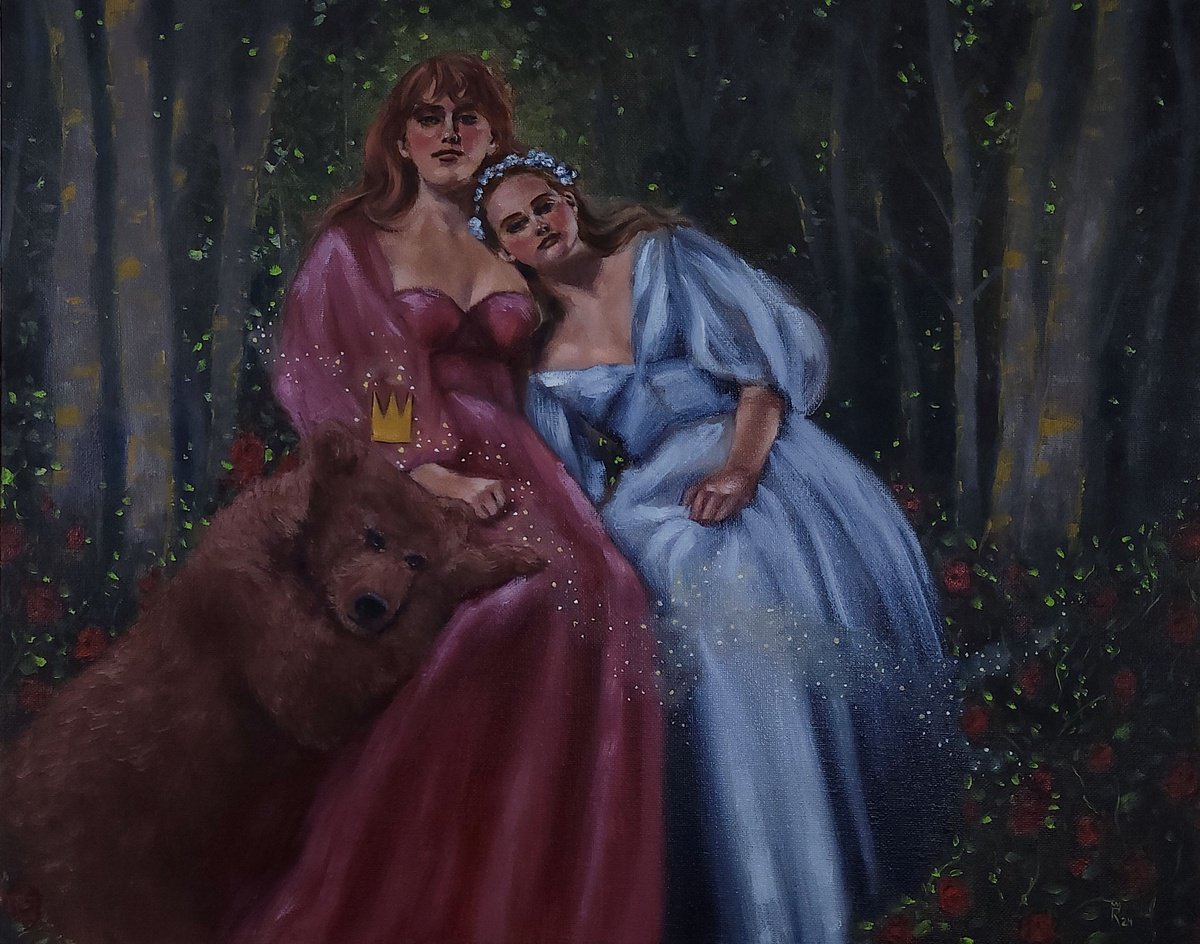 Impressionistic Portrait Oil Painting By Regina Mailloux, 20 X 16", "Snow & Rose", Original Artwork