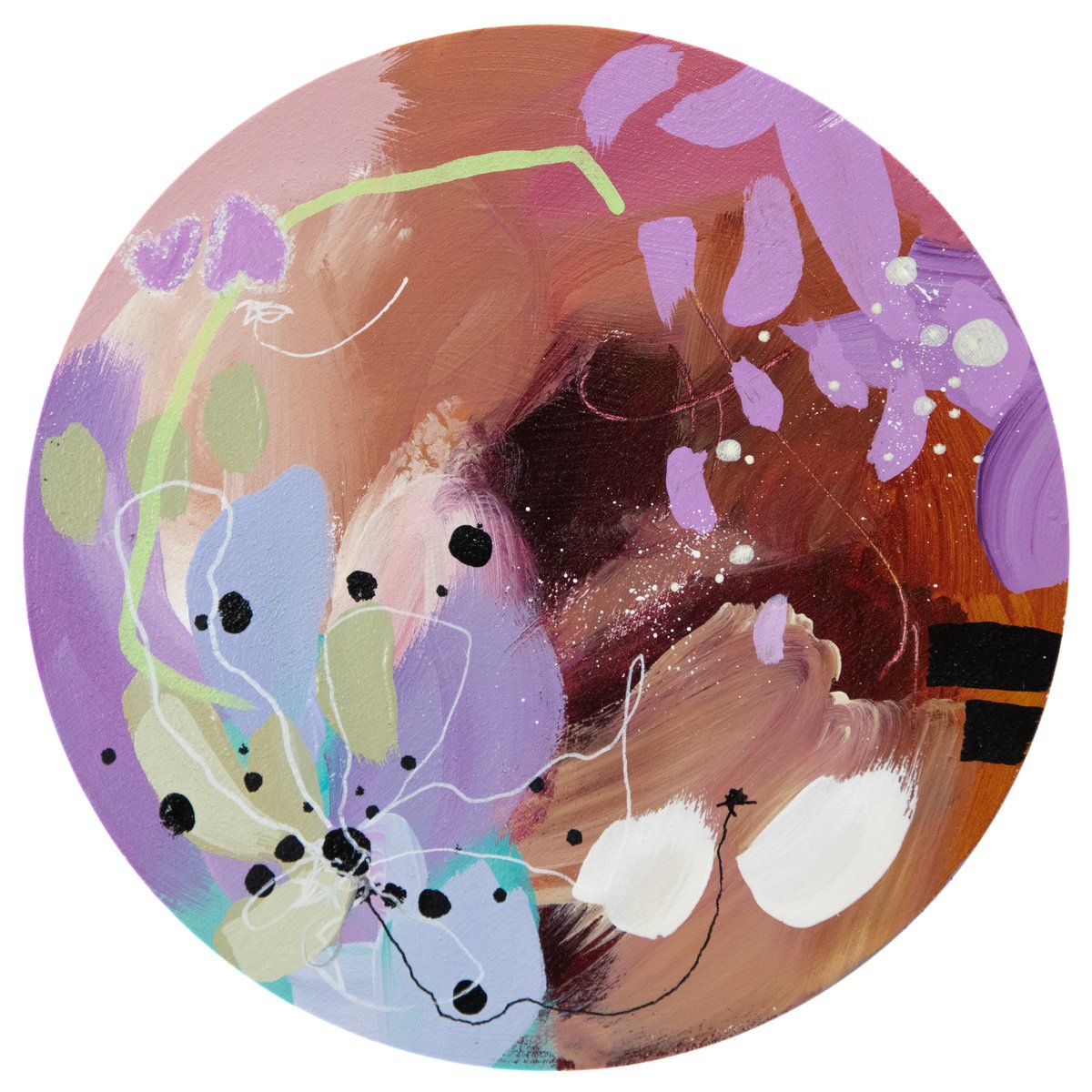 Abstract Acrylic Painting By Chantal Proulx, 8 X 8, Botanica 21, Original Artwork