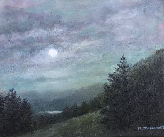 SOFT MOUNTAIN NIGHT - oil 10X12 inch canvas (SOLD)