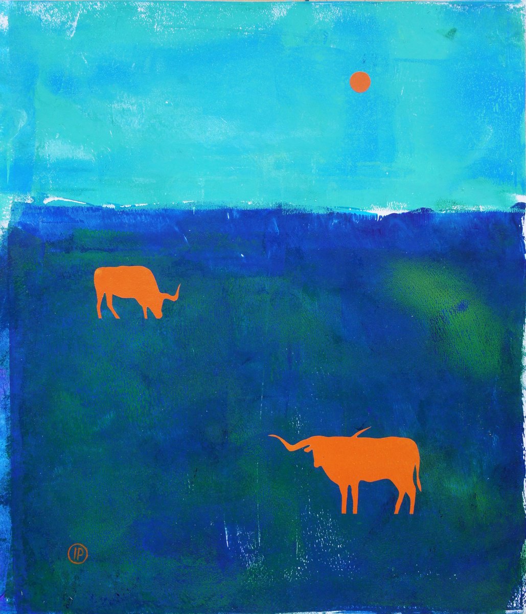 Impressionistic Landscape Painting By Irina Plaksina, 11 X 14, Night Walk In Texas, Original Artwork