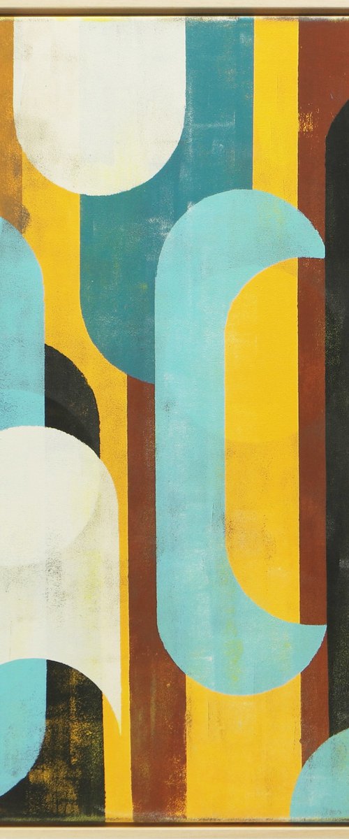Traffic Brown & Yellow - Incl Frame - 85x85 cm - Pop Art Painting - 32A by Ronald Hunter