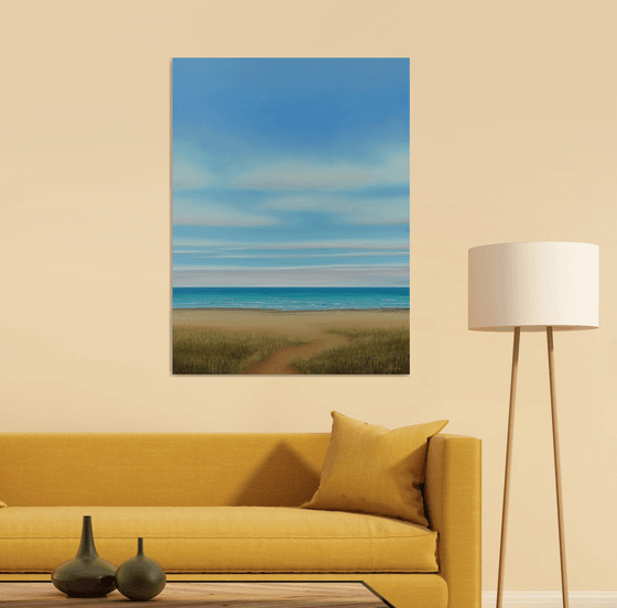 Sandy Path - Modern Blue Sky Seascape