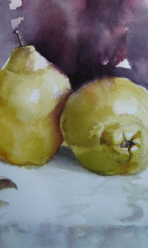 Quinces, autumn fruits - still life, 38x27 cm by Elena Oleniuc
