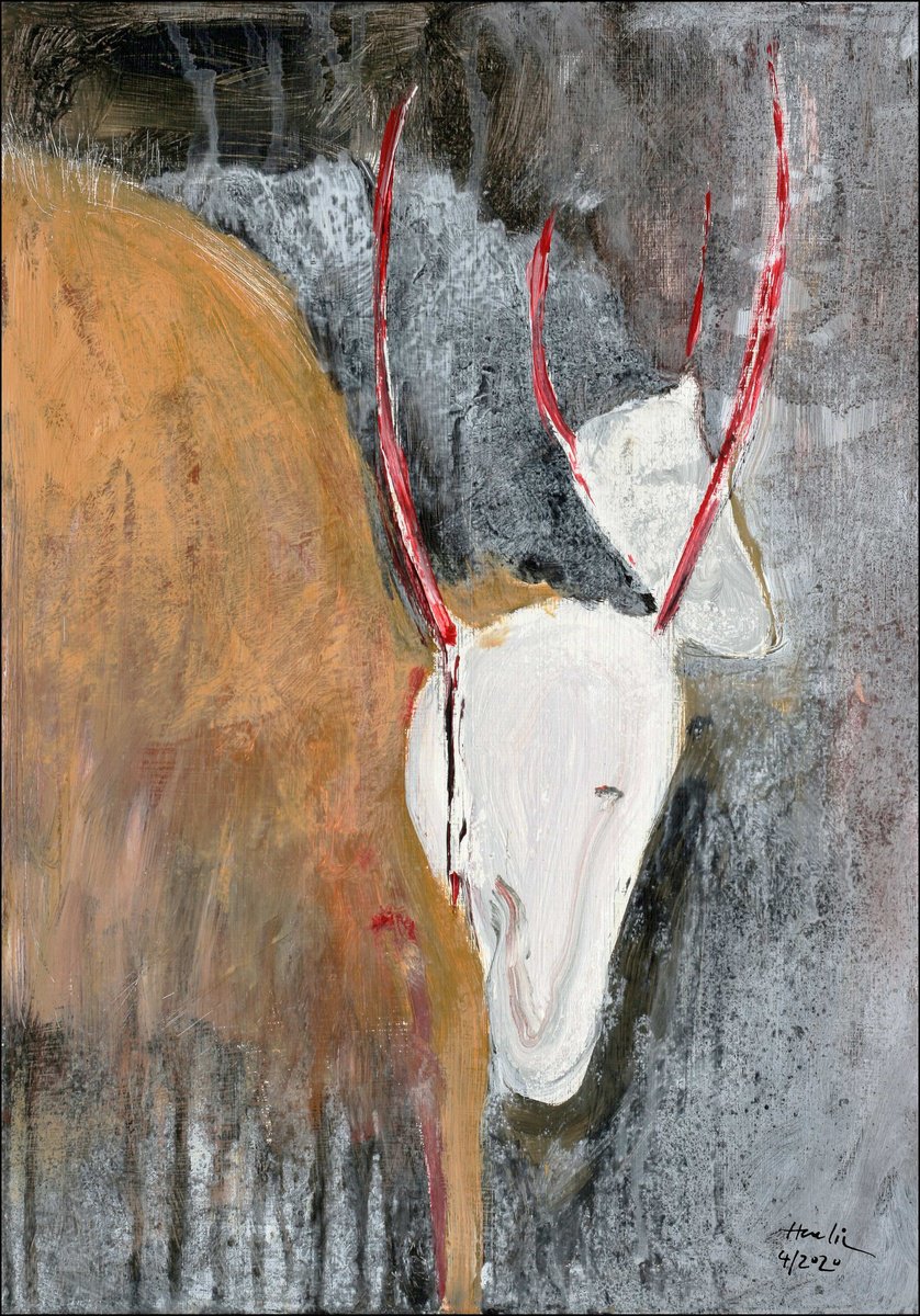 Animal Acrylic Painting By Jiri Havlik, 14 X 20, Animals In Your Dream, Original Artwork