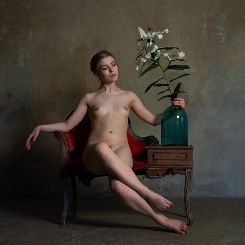 Nude with flowers by Rodislav Driben