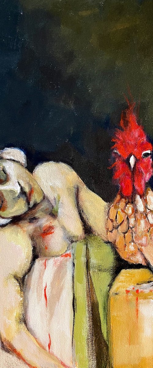 A Murder Most Fowl (skewing The Death of Marat) by Lola Jovan