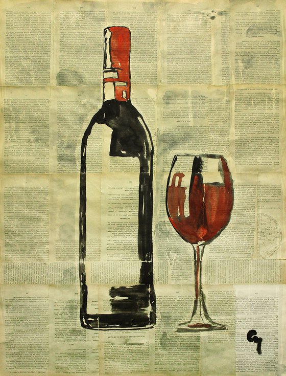 A bottle of red wine.