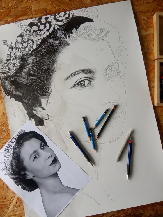 Queen Elizabeth II realistic portrait