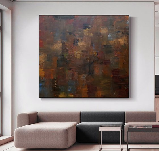 Red large abstract painting