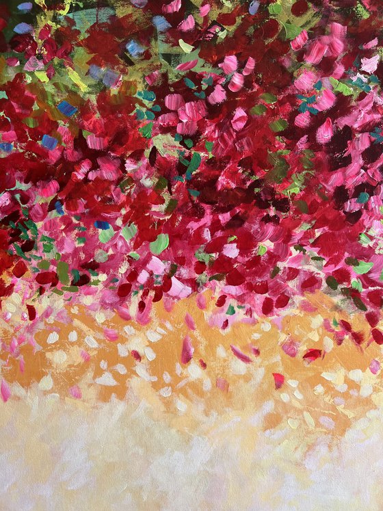 Love Delights! Pink and Yellow abstract! Bougainvillea art