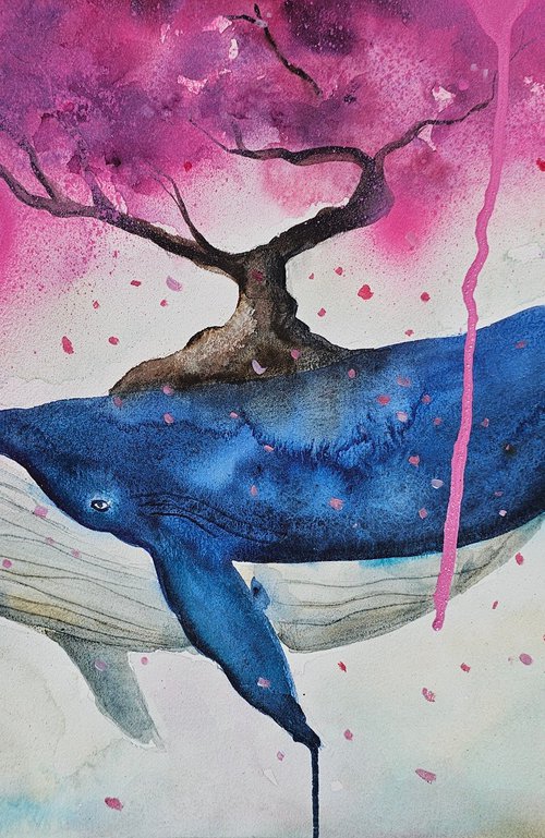 Whale & Sakura by Evgenia Smirnova