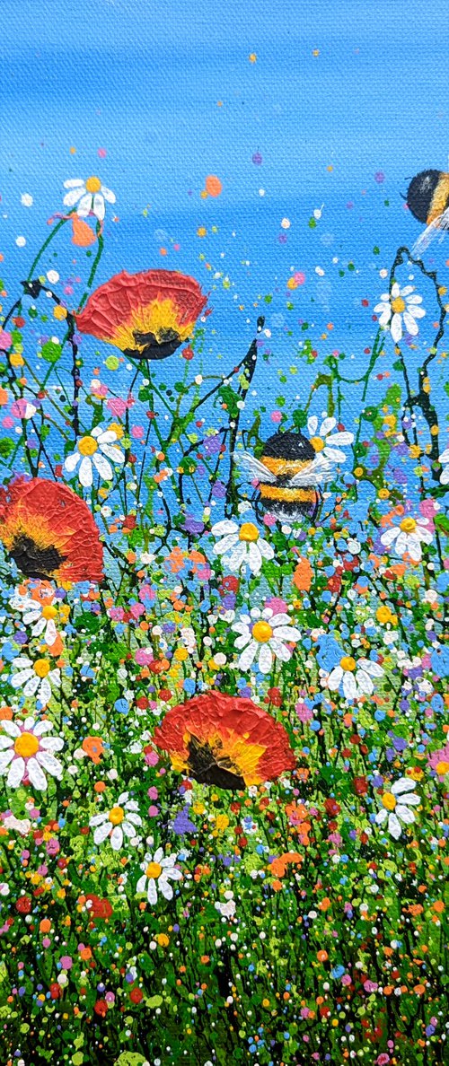 Bumble Bees & Tulips by Lucy Moore