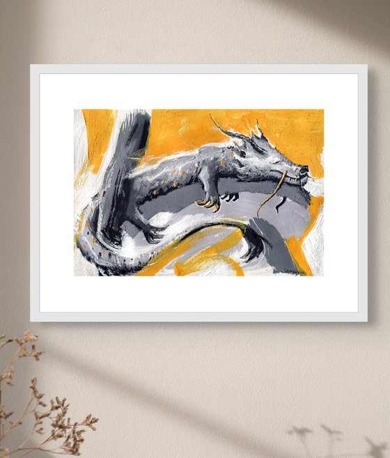 Sleeping Dragon on Deep-Yellow