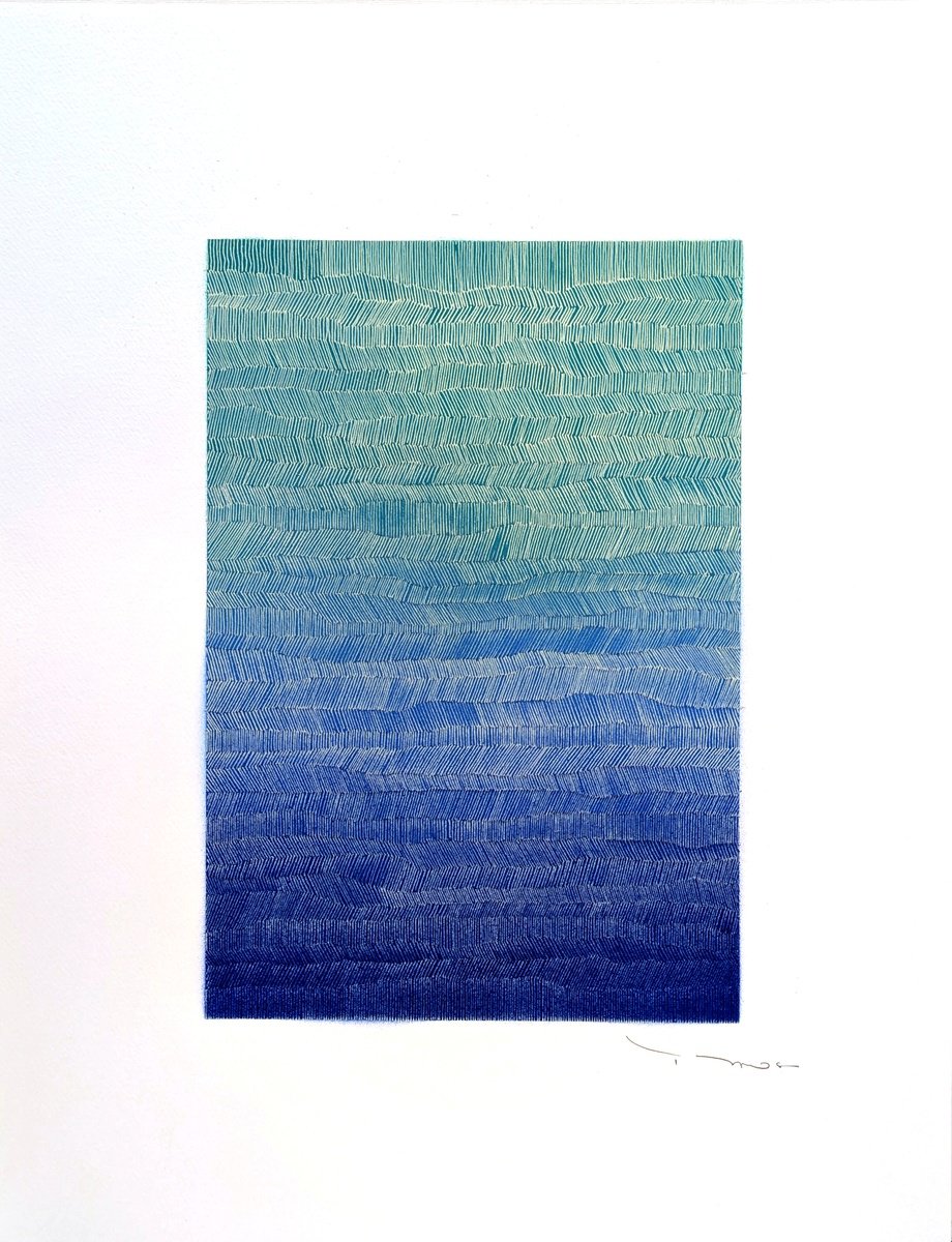 Abstract Ink Drawing By Tehos, 20 X 26", Tehos Grand Carre Long 2025 06, Original Artwork