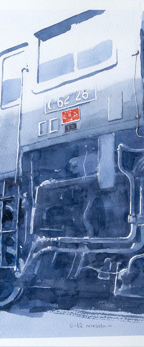 Steam Locomotive C62 26 - Watercolor Sketch by Masato Watanabe