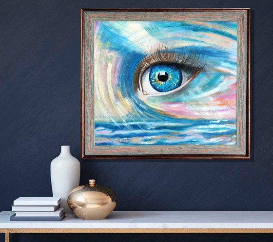 Gaze, Eye Painting Original Art Esoteric Artwork Occult Wall Art