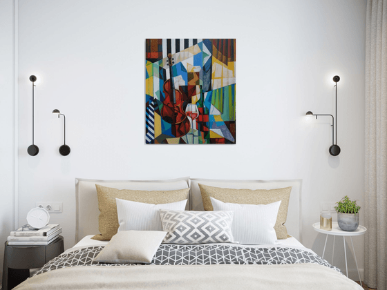 Cubism still life (60x70cm, cubism, oil painting, ready to hang)