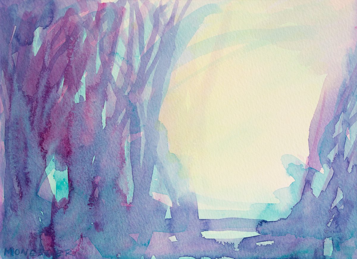 Impressionistic Landscape Acrylic Painting By Fabienne Monestier, 10 X 7, The Forest, Original Artwork