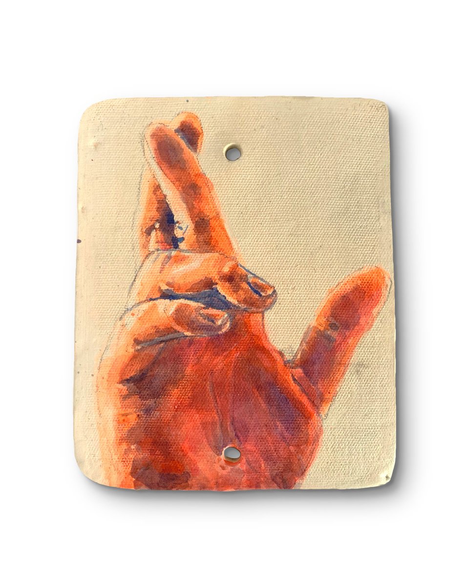 Expressive Portrait Clay Sculpture By Alina Lobanova, 5 X 6, Small Ceramic Hand, Original Artwork