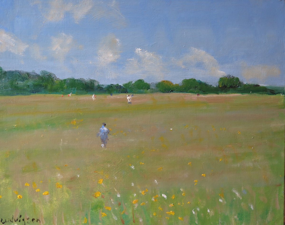 Impressionistic Landscape Oil Painting By Malcolm Ludvigsen, 20 X 16", Midsummer Meadow, Original Artwork