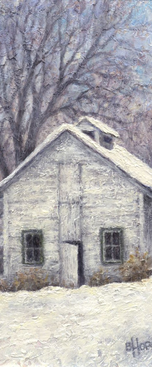 White Shed in Winter - Front by Barbara Hornstra