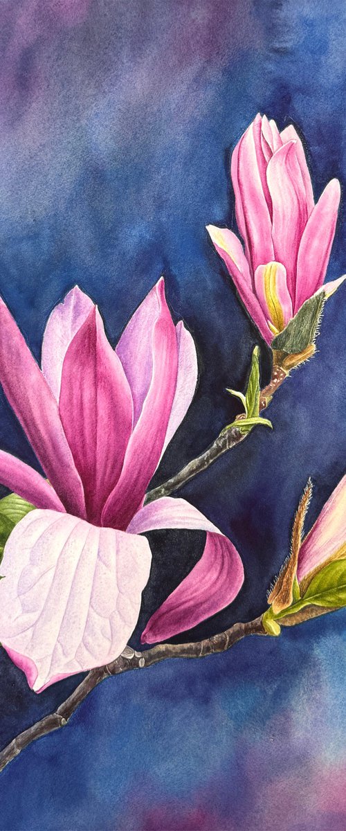 Magnolias Painting by Yuliia Prokopchuk