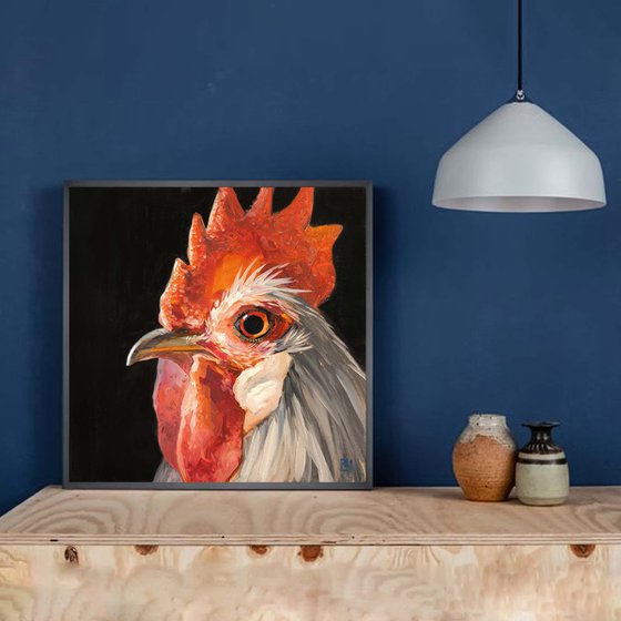 Rooster in profile
