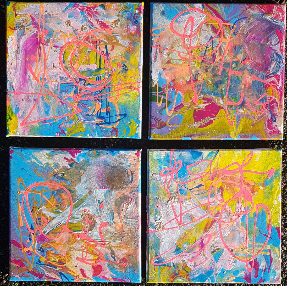 Abstract Acrylic Painting By Els Driesen, 13 X 13, Abstraction, Original Artwork