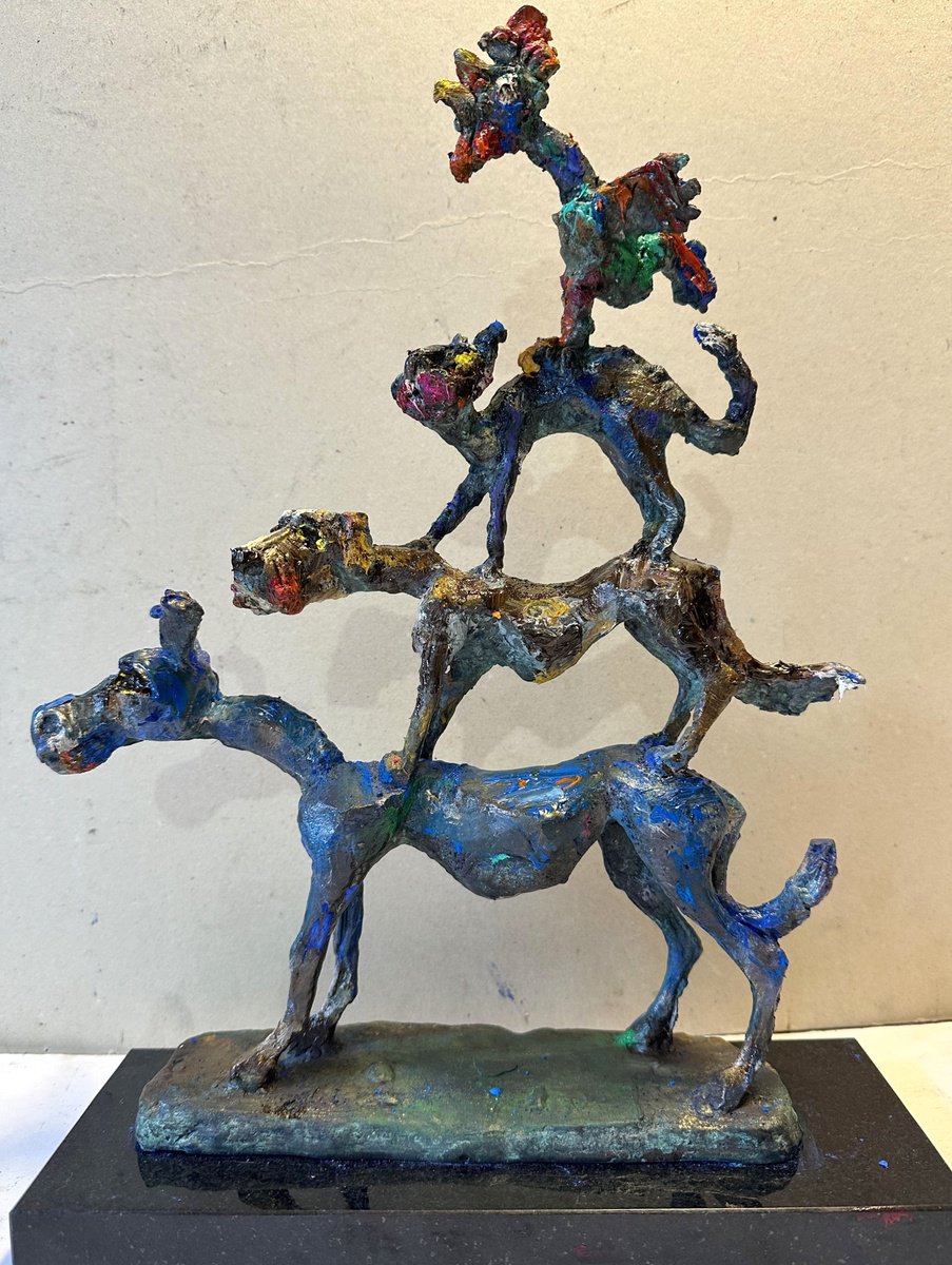Surrealistic Bronze Sculpture , The Bremen Town Musicians By Toth Erno, 9 X 16, Artwork For Sale On Artfinder