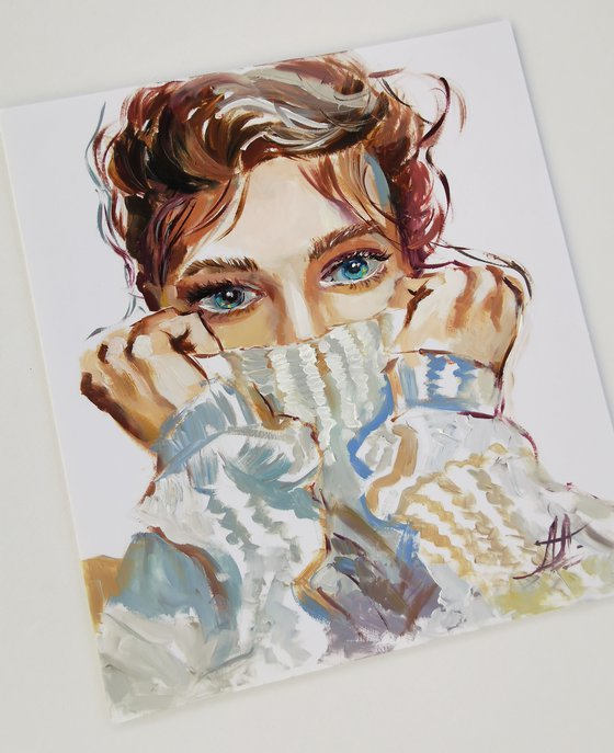 Face painting on canvas, Portrait wall art