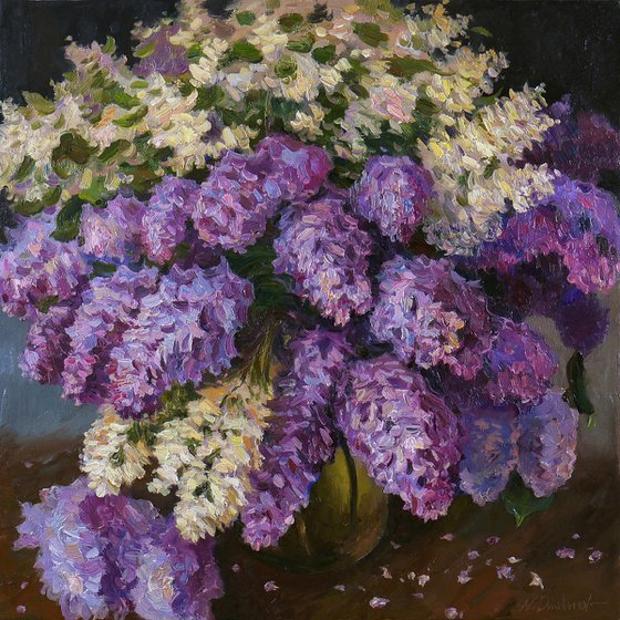 The Bouquet of Aromatic Lilacs - Lilacs painting