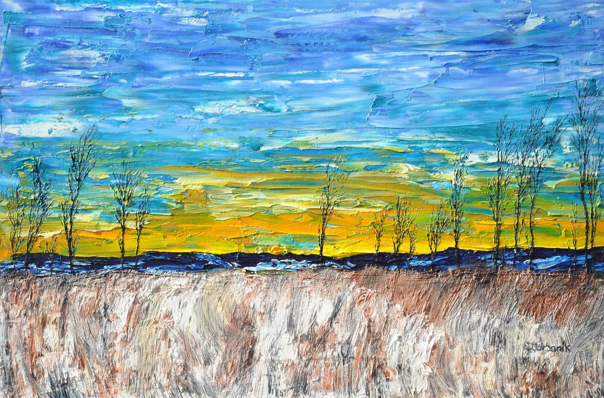 Impressionistic Landscape Oil Painting By Daniel Urbani?k, 24 X 16, Artistic Landscape, Original Artwork
