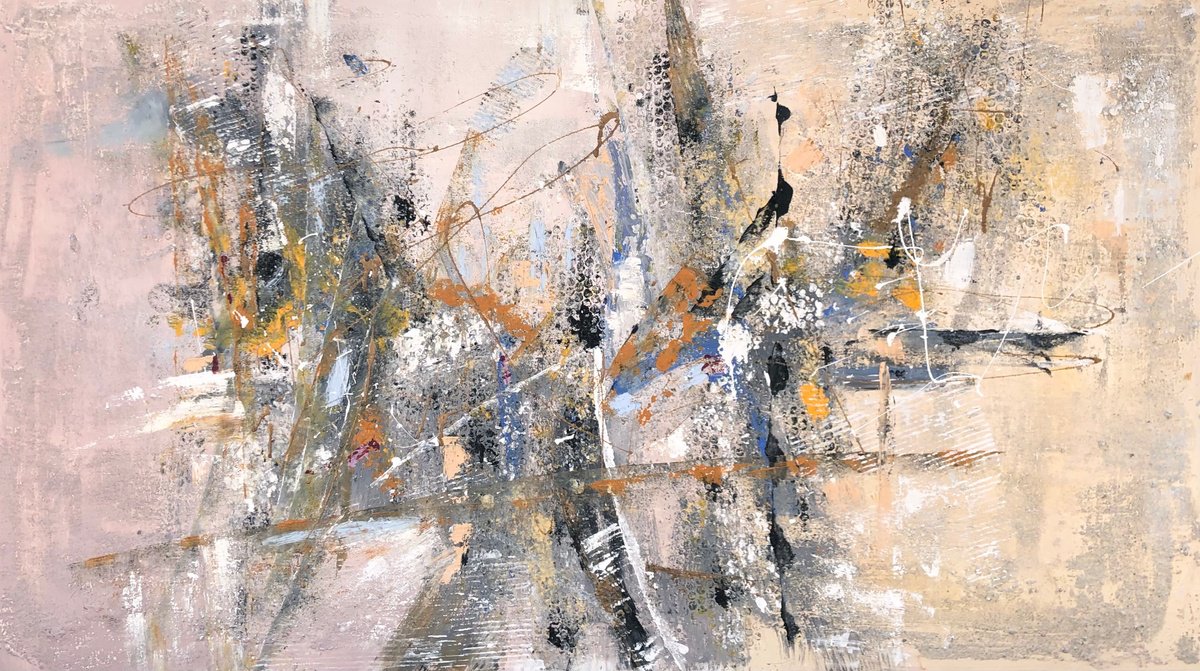 Abstract Acrylic Painting By Snezana Djordjevic, 55 X 31", The Moment In Time-3, Original Artwork