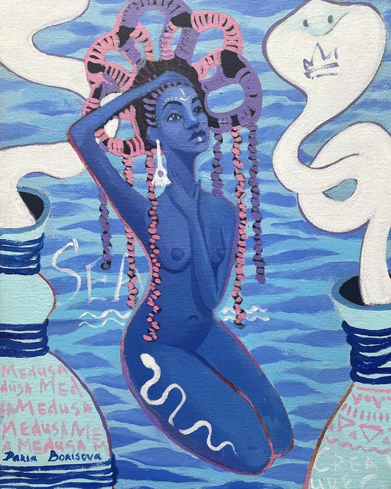 Medusa. Acrylic painting on canvas, 11 x 14 in