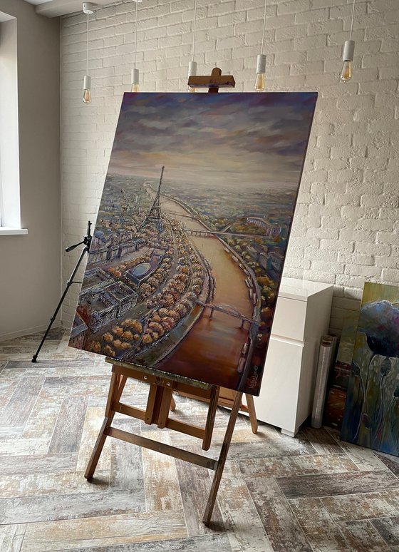 View of beautiful Paris. Original oil painting