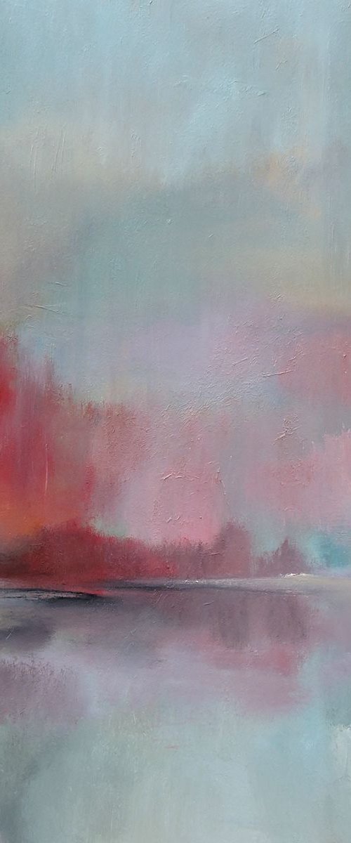 Sadness in September. Large painting, 36" x 36". by Veta  Barker